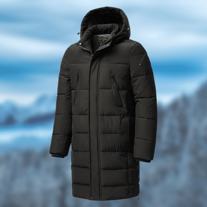 Women's Elegant Long Padded Winter Down Coat with Hood and Zippers | Ideal for Autumn/Winter