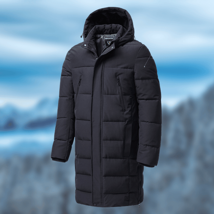 Women's Elegant Long Padded Winter Down Coat with Hood and Zippers | Ideal for Autumn/Winter