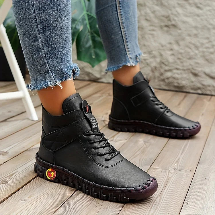 Casual Vegan Leather Ankle Boots with Flat Heel for Women | Perfect for Casual Days