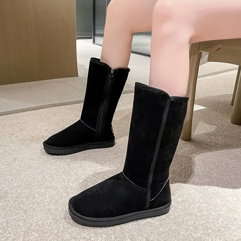 Casual Suede Flat Ankle Boots with Zipper for Women | Perfect for Casual Days