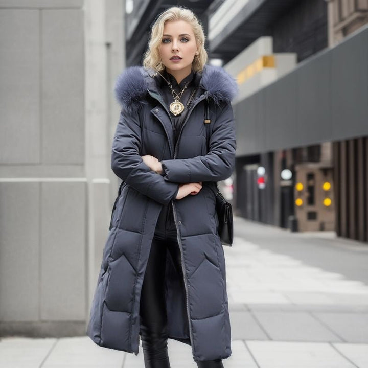 Women's Warm Long Winter Coat with Faux Fur Collar | Ideal for Autumn/Winter