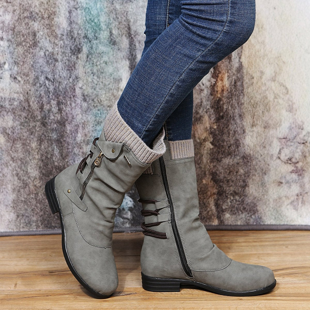 Western Vegan Smooth Leather Ankle Boots with Heel for Women | Eco-Friendly Materials