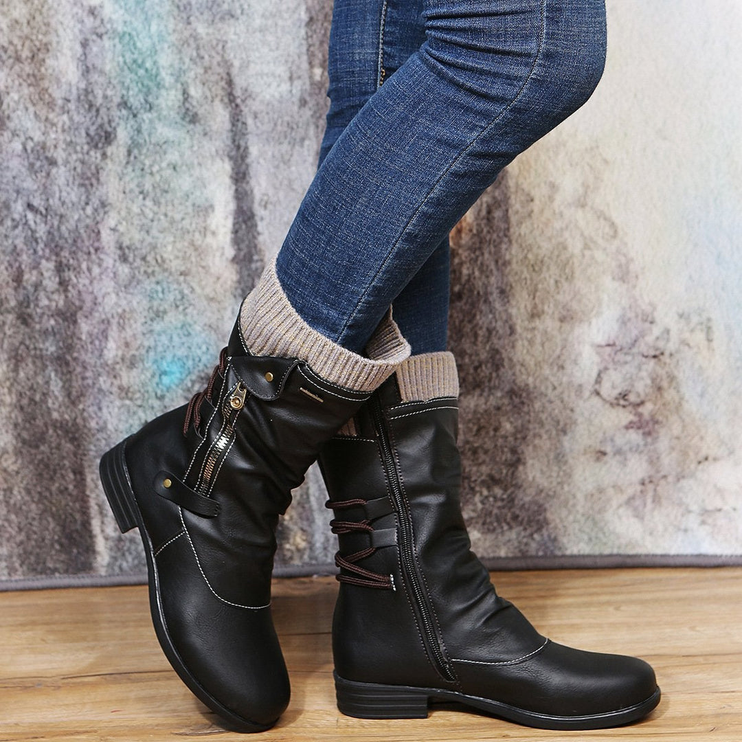 Western Vegan Smooth Leather Ankle Boots with Heel for Women | Eco-Friendly Materials