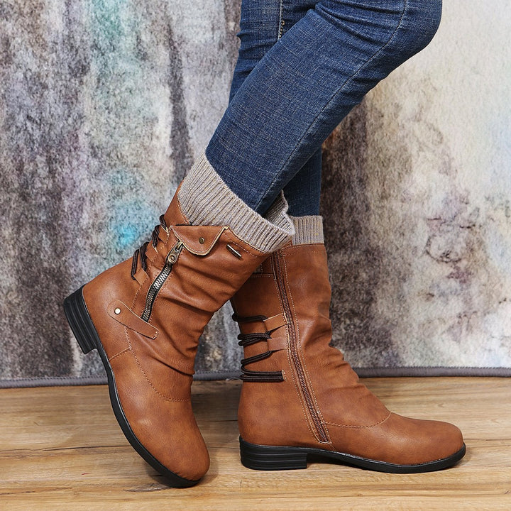 Western Vegan Smooth Leather Ankle Boots with Heel for Women | Eco-Friendly Materials