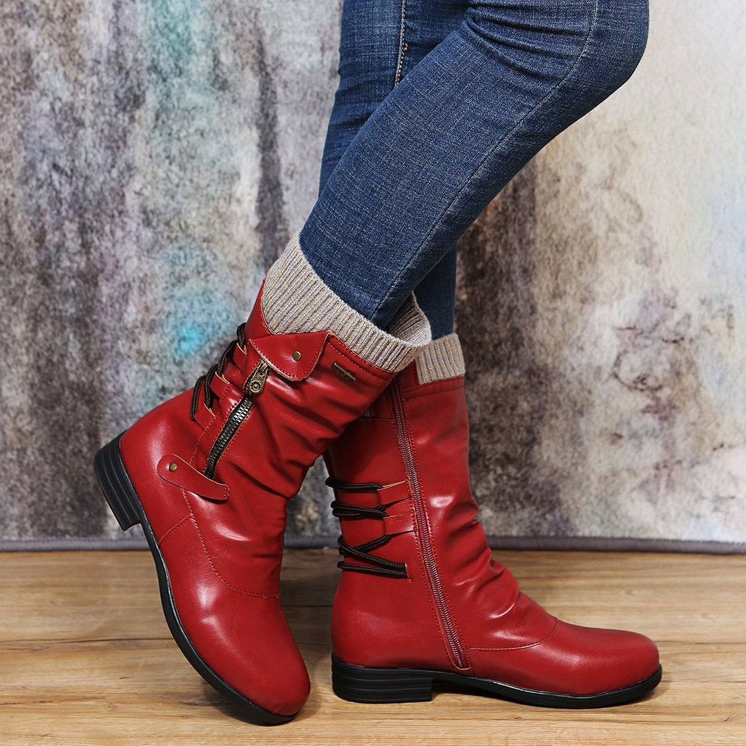 Western Vegan Smooth Leather Ankle Boots with Heel for Women | Eco-Friendly Materials