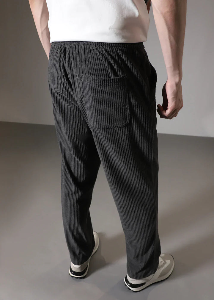 Terrence - Straight Leg Trousers with Ribbed Finish