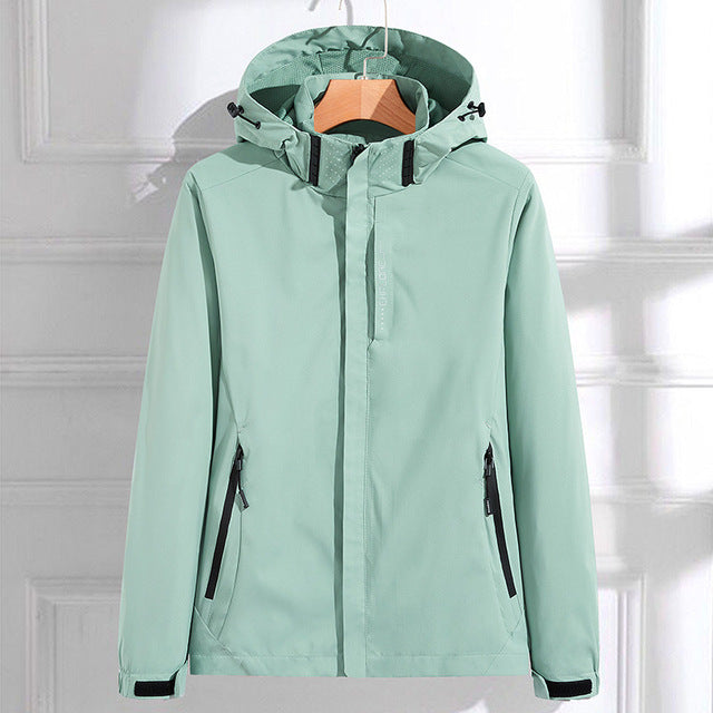 Elegant Casual Waterproof Outdoor Rain Jacket with Hood for Women | Perfect for Outdoor Activities