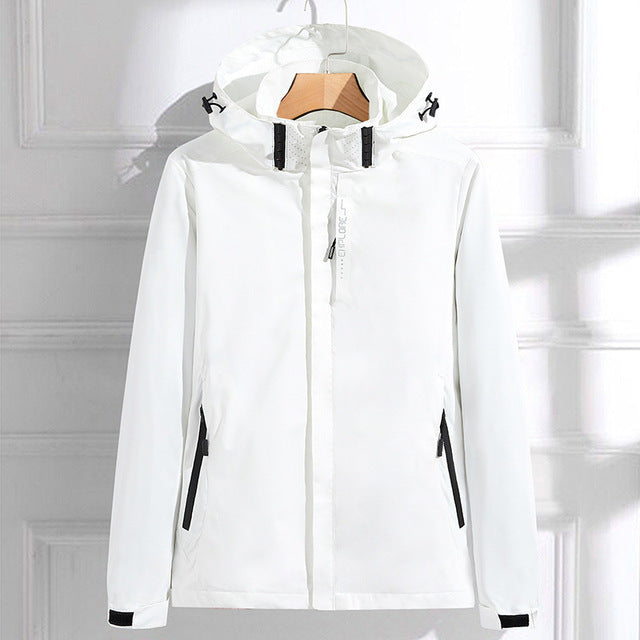 Elegant Casual Waterproof Outdoor Rain Jacket with Hood for Women | Perfect for Outdoor Activities