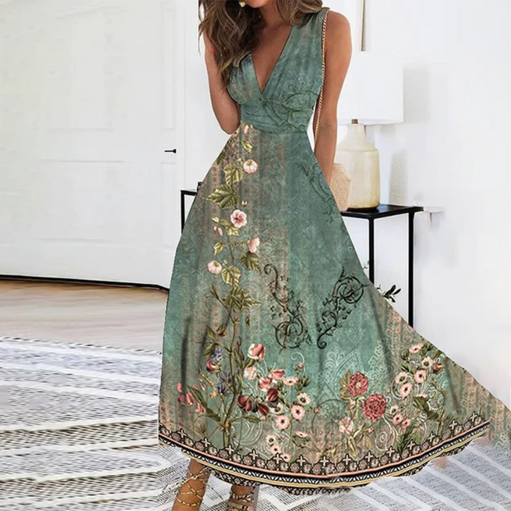 Autumn - Elegant Maxi Dress - for Women | Timeless Floral Design and Adjustable Fit