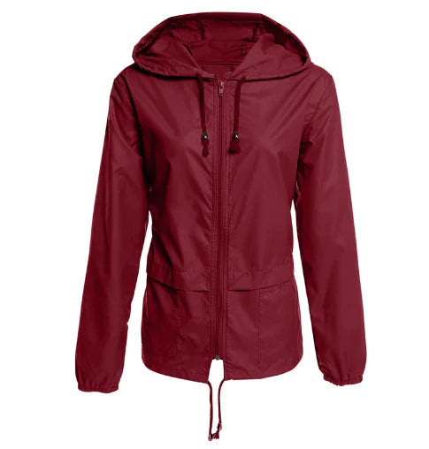 Women's Stylish Waterproof Raincoat Jacket with Hood and Zipper | Perfect for Outdoor Activities