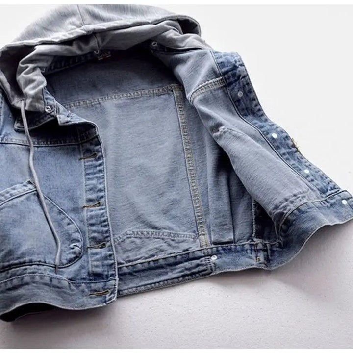 Casual Men's Hooded Denim Vest with Pockets | Perfect for Everyday Wear