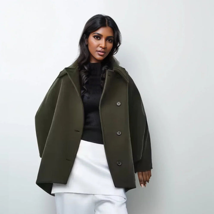 Women's Oversized Warm Wool Winter Coat in Trench Style | Ideal for Autumn/Winter