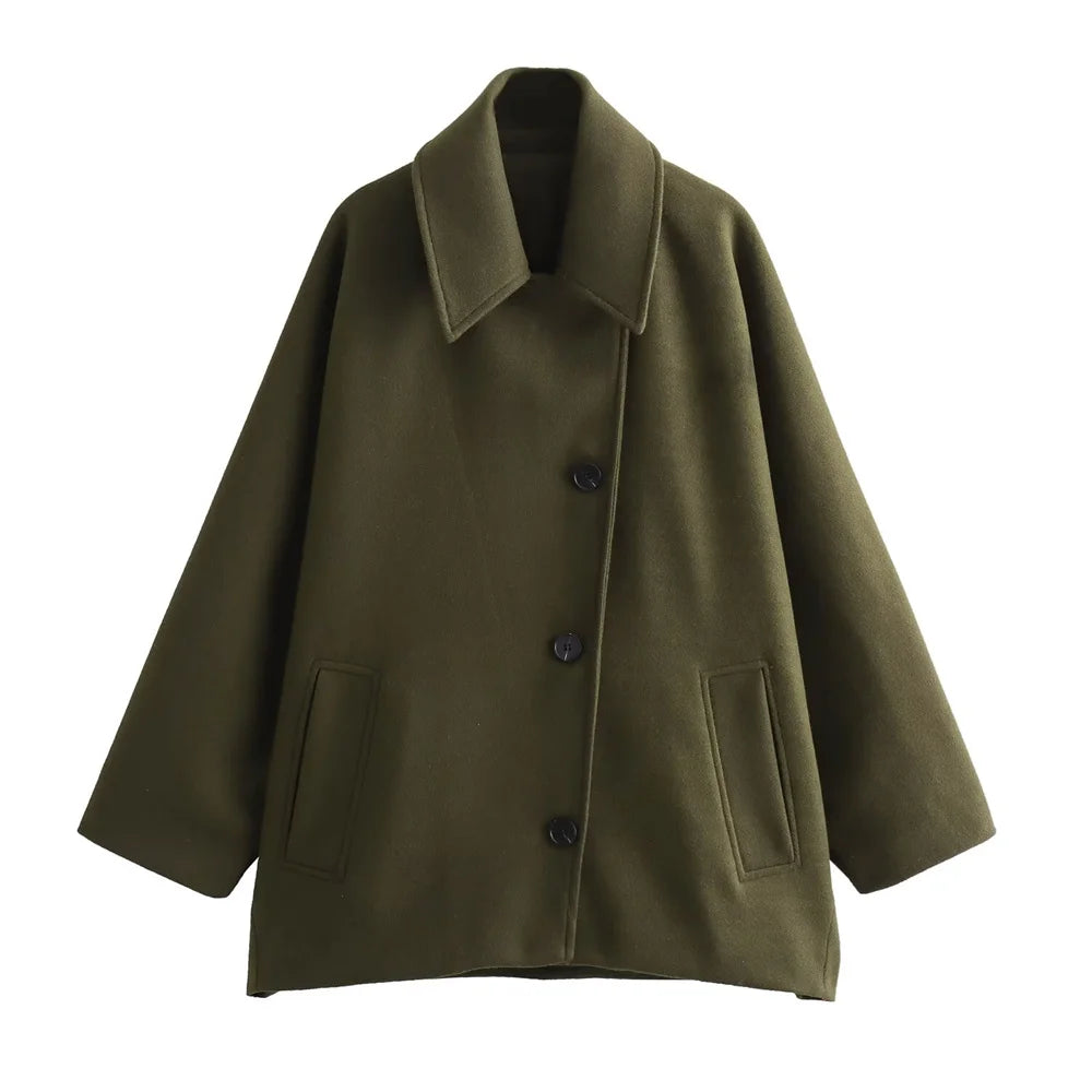 Women's Oversized Warm Wool Winter Coat in Trench Style | Ideal for Autumn/Winter