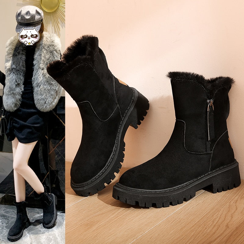 Warm Winter Boots with Zipper and Wool for Women | Ideal for Winter