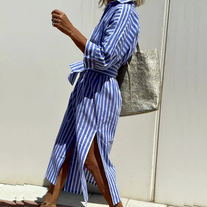 Meggy - Sophisticated Striped Shirt Dress