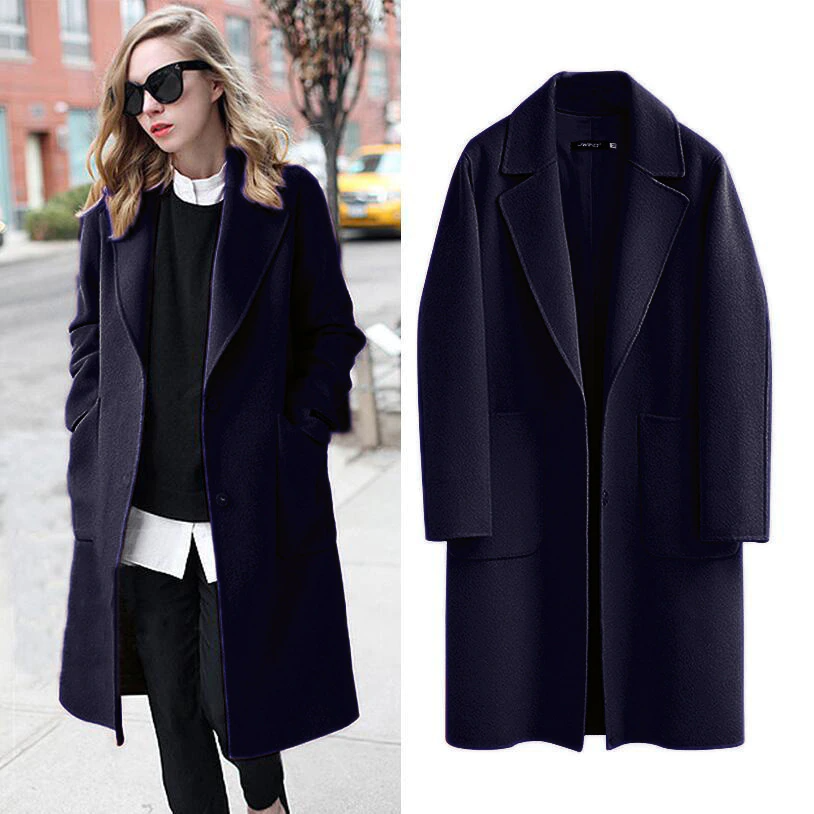 Women's Elegant Oversized Woolen Trench Coat | Ideal for Autumn/Winter