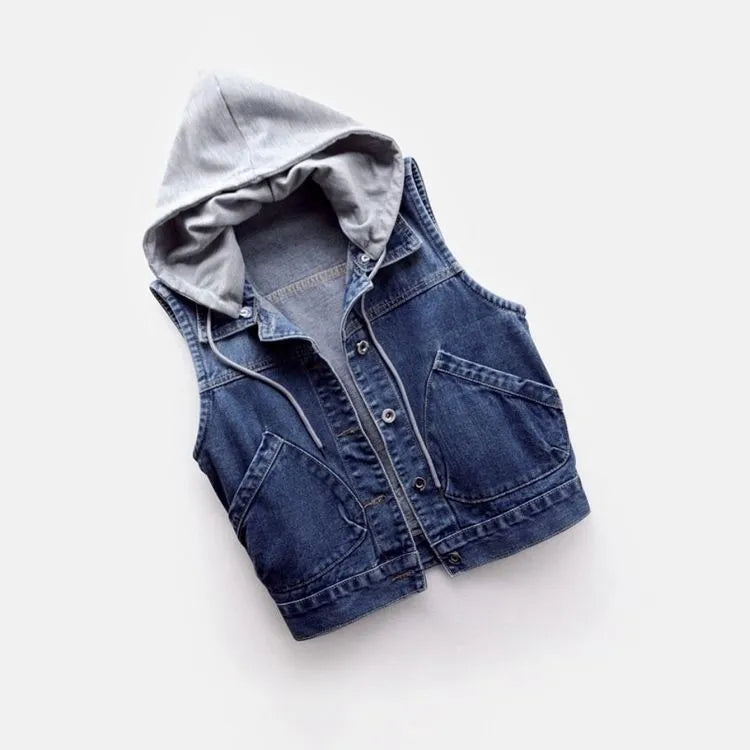 Casual Men's Hooded Denim Vest with Pockets | Perfect for Everyday Wear