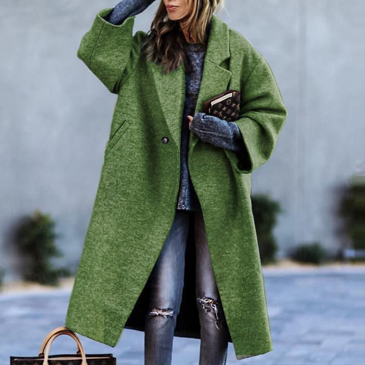 Women's Elegant Woolen Long Trench Coat | Ideal for Autumn/Winter