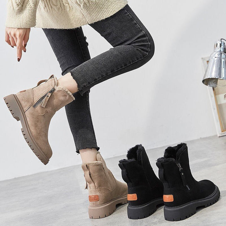 Suede Flat Ankle Boots with Zipper for Women | Perfect for Casual Days