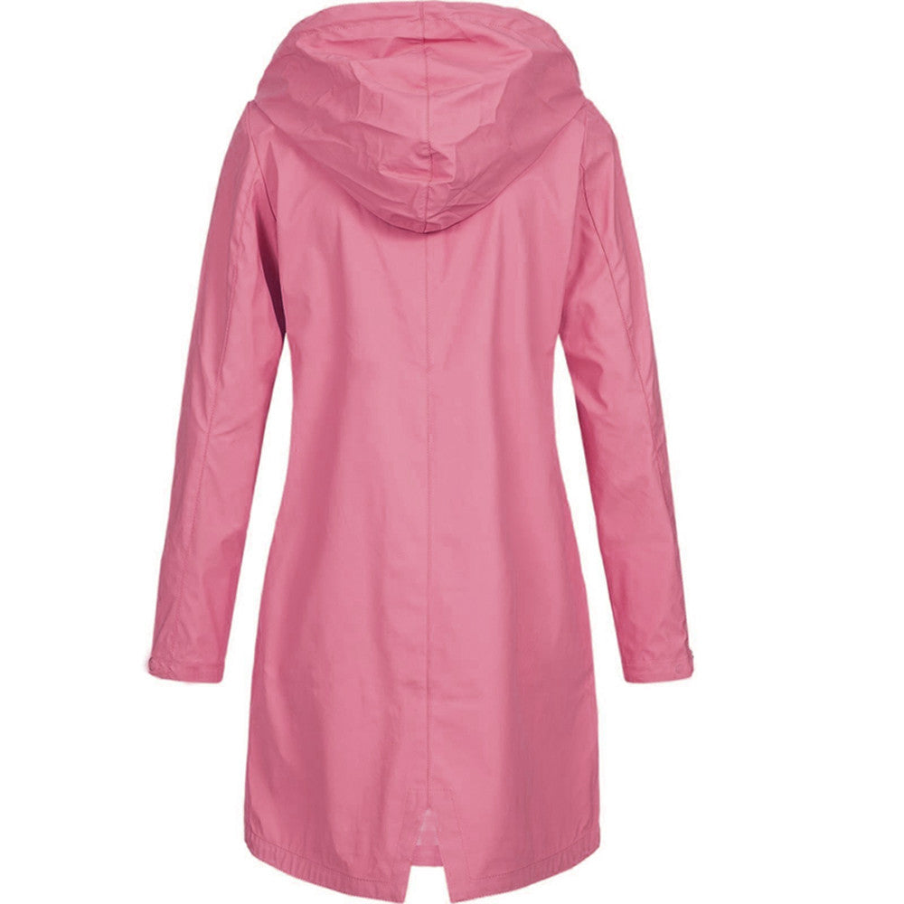 Stylish Solid Rain Jacket, Waterproof Outdoor Coat for Women | Perfect for Autumn/Winter Activities