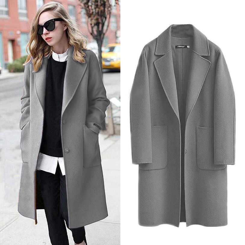 Women's Elegant Oversized Woolen Trench Coat | Ideal for Autumn/Winter