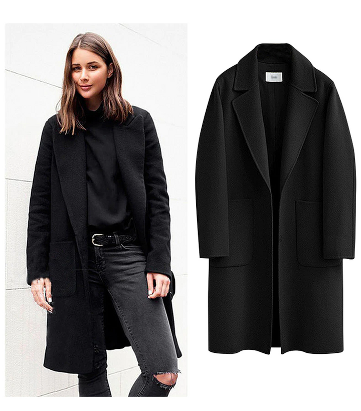 Women's Elegant Oversized Woolen Trench Coat | Ideal for Autumn/Winter