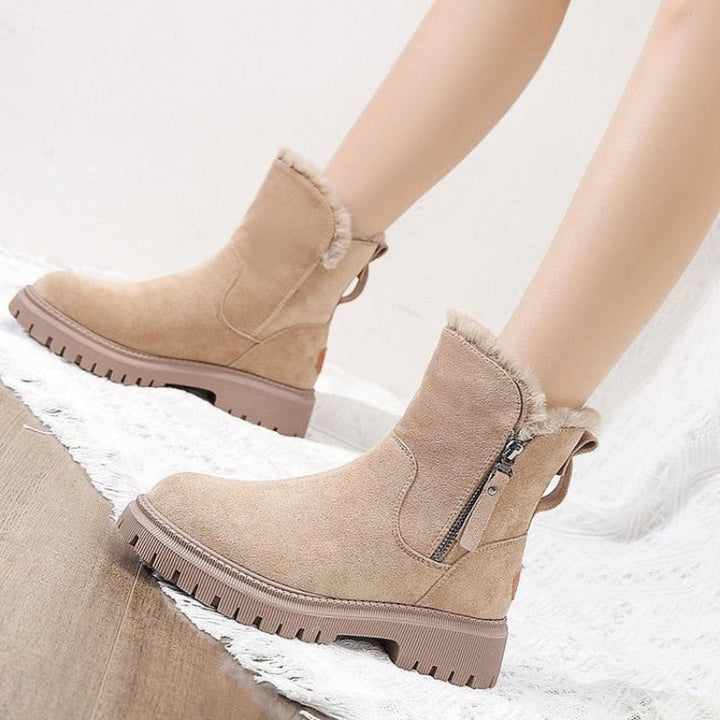 Suede Flat Ankle Boots with Zipper for Women | Perfect for Casual Days