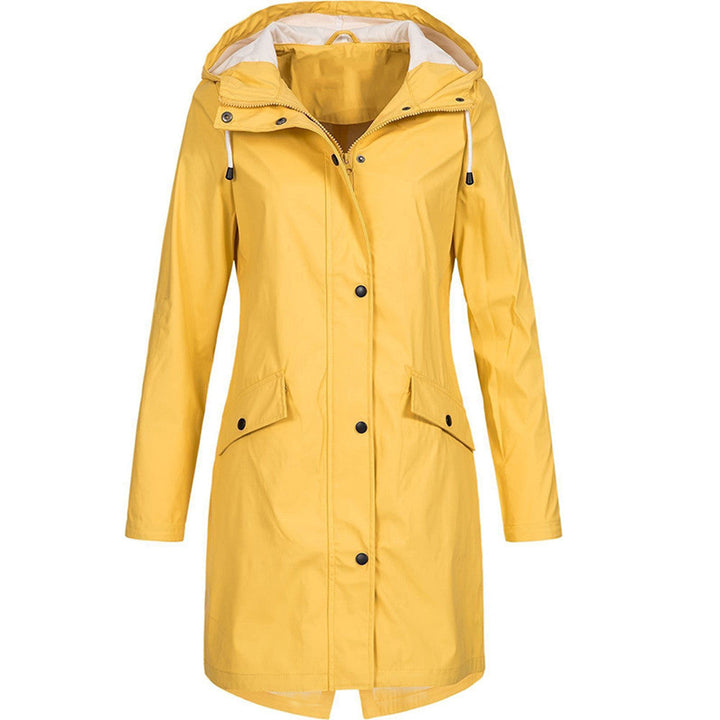 Yellow Waterproof Outdoor Rain Jacket with Hood for Women | Perfect for Outdoor Activities