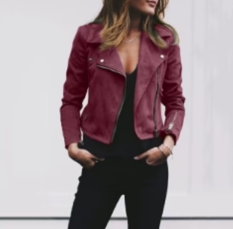 Casual Vegan Leather Biker Jacket with Zipper for Women | Perfect for Casual Days