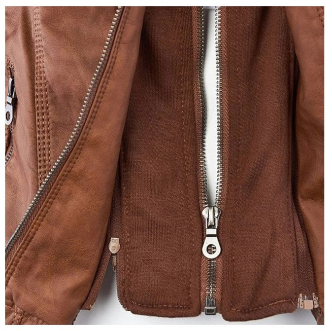 Casual Vegan Leather Jacket with Hood for Women | Perfect for Casual Days