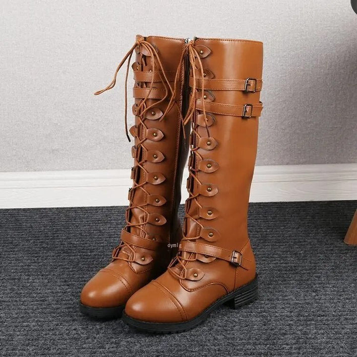 Vegan Leather Flat Knee High Boots with Heel for Women | Ideal for All Seasons