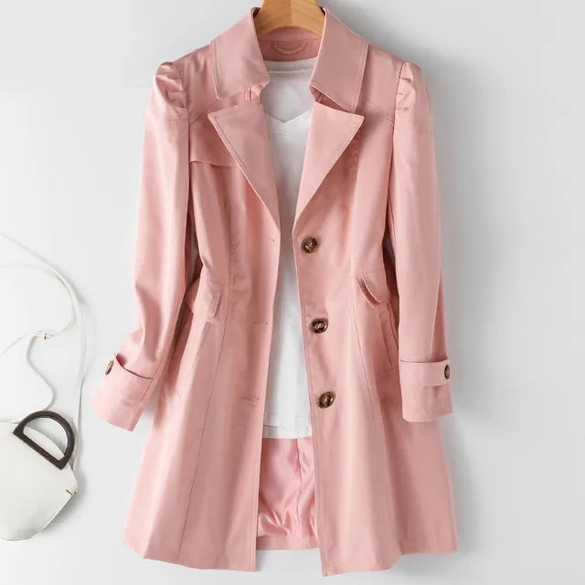 Women's Elegant Mid-length Trench Coat | Ideal for Autumn/Winter