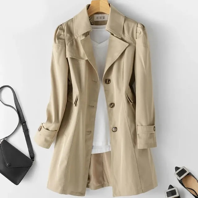 Women's Elegant Mid-length Trench Coat | Ideal for Autumn/Winter