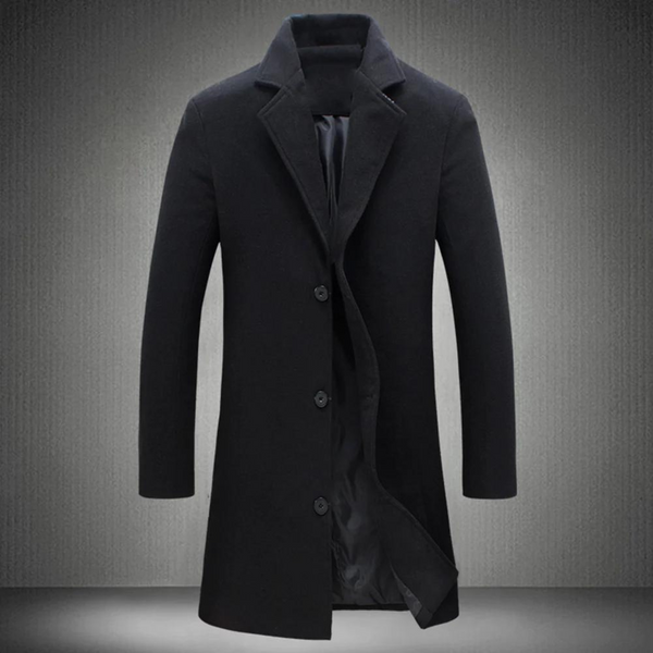 Elegant Long Woolen Coat With Buttons For Men | Ideal for Winter