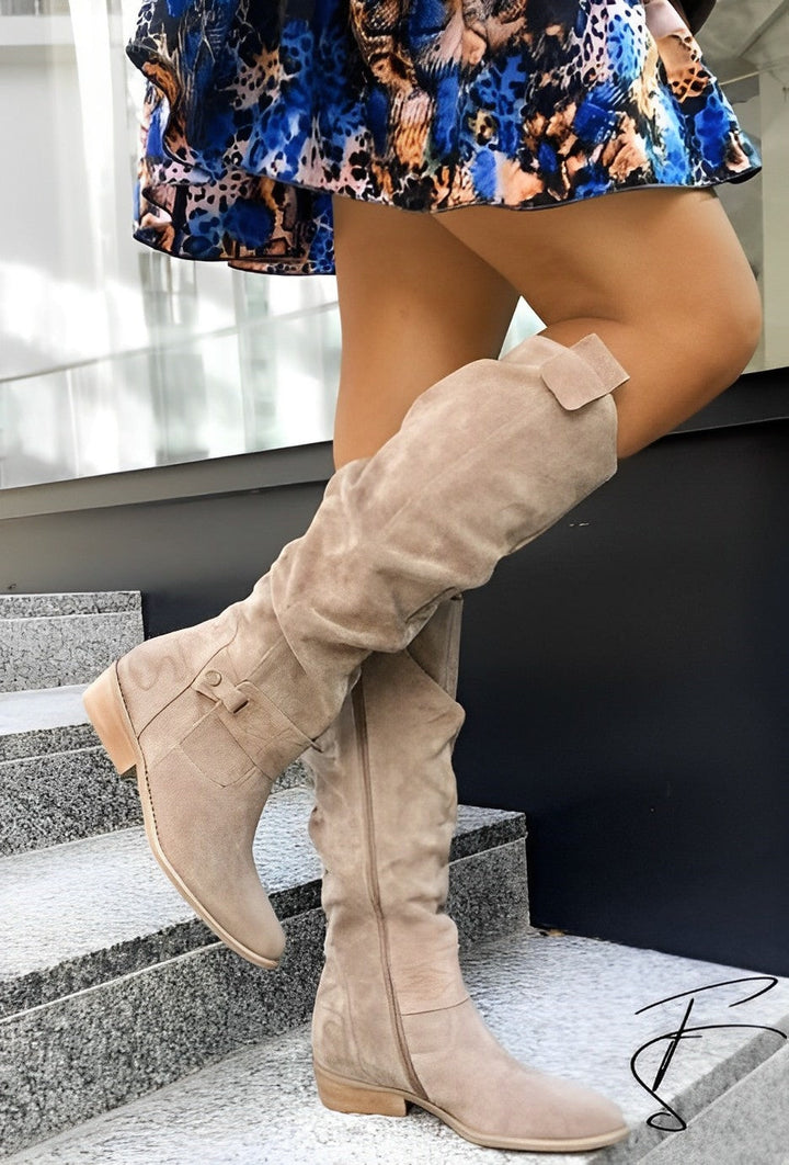 Casual Suede Knee High Cowgirl Boots with Heel for Women | Perfect for Casual Days