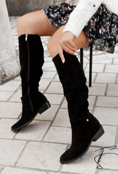 Stylish Vegan Leather Knee High Boots with Suede Look for Women | Eco-Friendly Materials