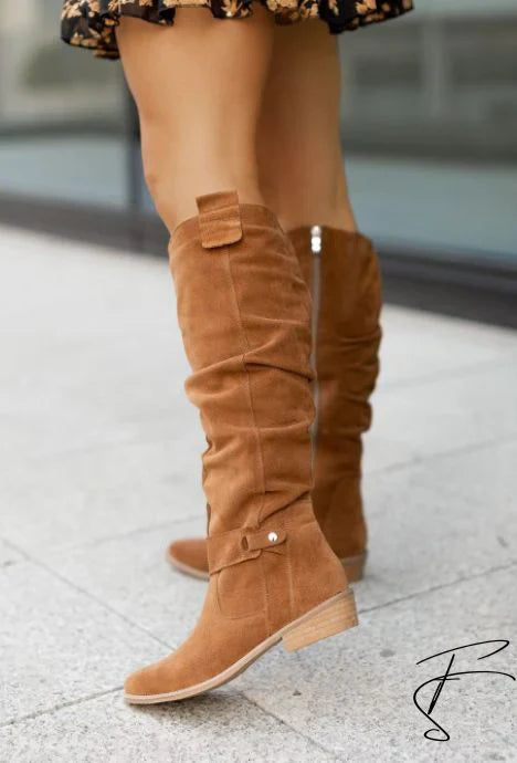 Stylish Vegan Leather Knee High Boots with Suede Look for Women | Eco-Friendly Materials