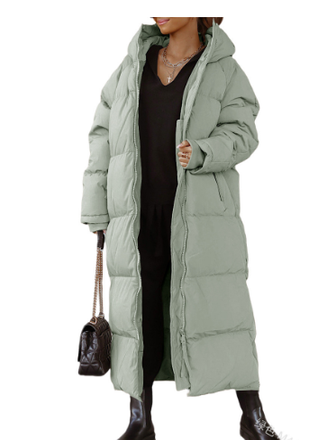 Women's Cosy Long Down Jacket with Hood and Zipper | Ideal for Autumn/Winter