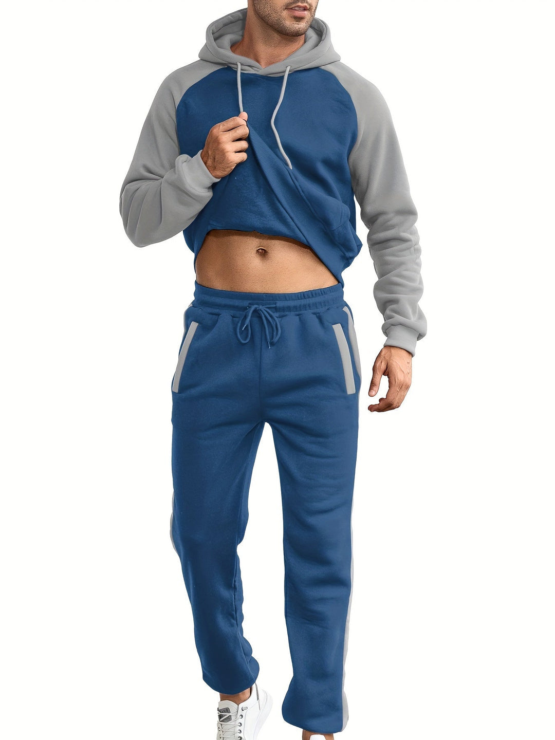 Classic Full Zip Long Sleeve Hoodie and Jogging Pants Tracksuit for Men | Ideal for Winter