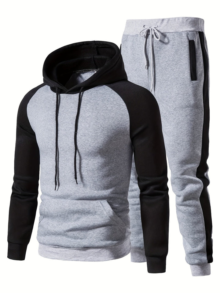 Classic Full Zip Long Sleeve Hoodie and Jogging Pants Tracksuit for Men | Ideal for Winter