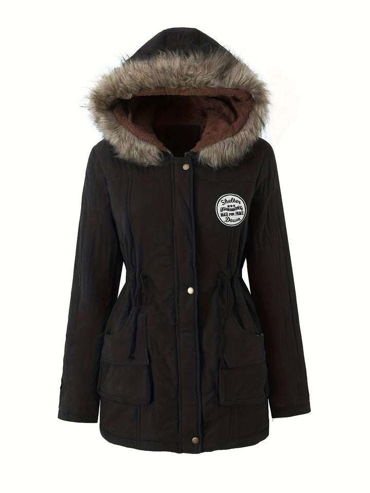 Elegant Fleece Parka Winter Jacket with Vegan Fur for Woman | Eco-Friendly Materials