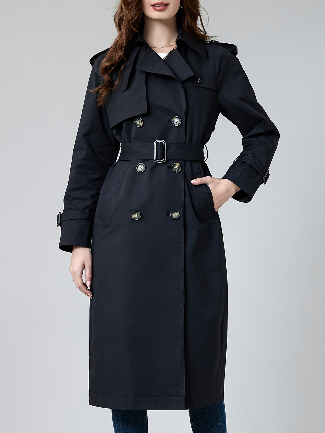 Elegant Trench Coat with Belt Detail and Mid-Length Windproof Design for Women | Ideal for Autumn