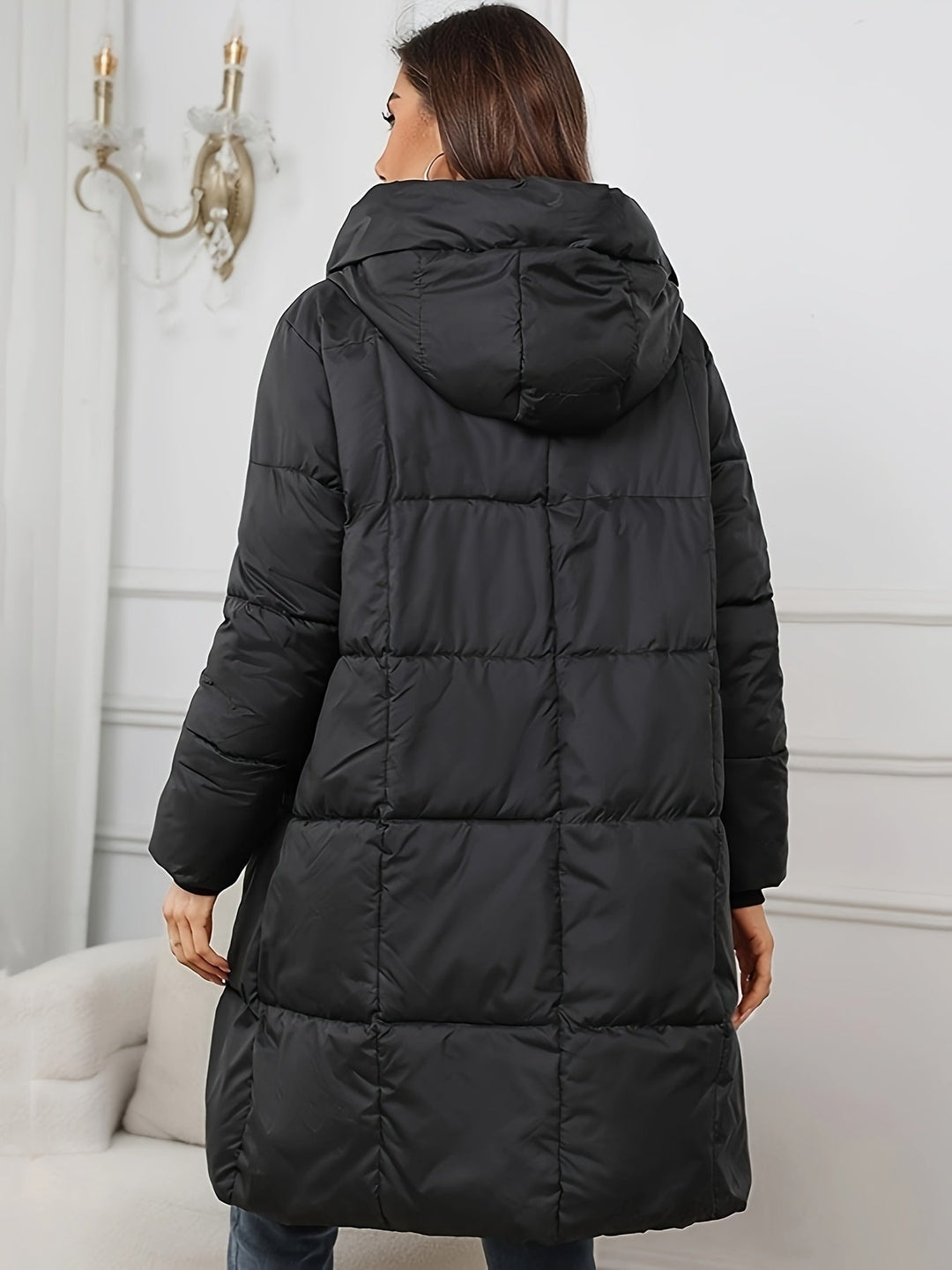 Women's Stylish Warm Puffer Winter Jacket with Hood and Zipper | Ideal for Winter