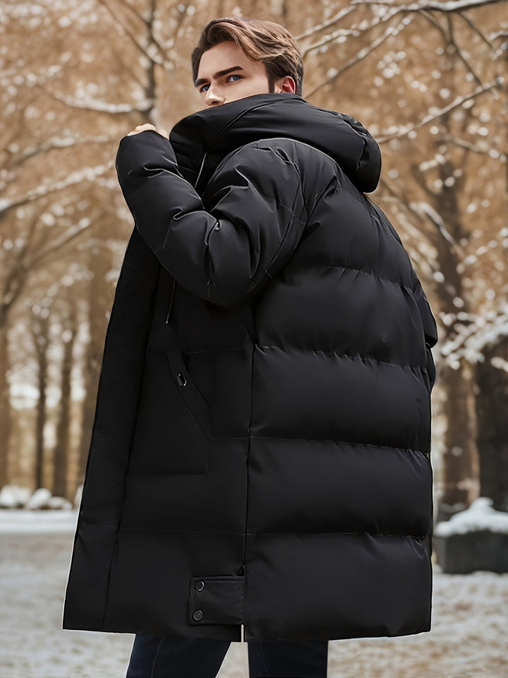 Casual Black Cotton Hooded Winter Jacket For Men | Perfect for Casual Days