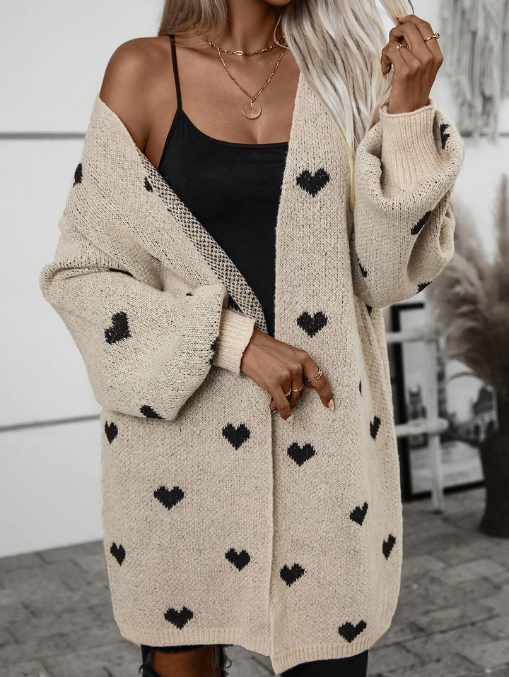 Stylish Heart Pattern Wool Knitwear Cardigan for Women | Ideal for Everyday Wear