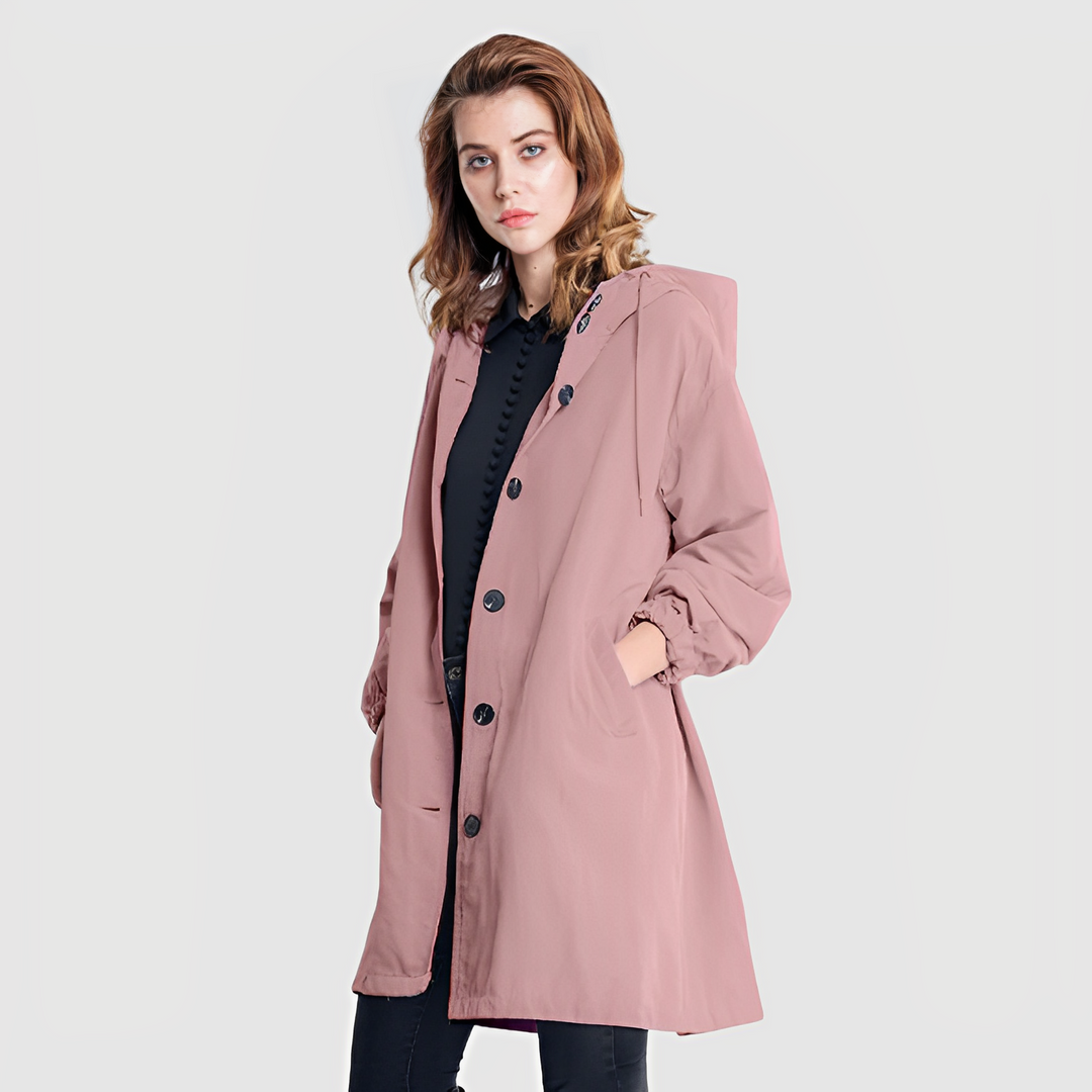 Women's Stylish Waterproof Rain Coat with Hood | Ideal for Autumn/Winter