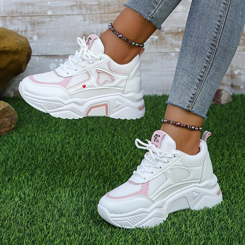 Stylish Heart Pattern Chunky Sneakers for Women | Perfect for Everyday Wear