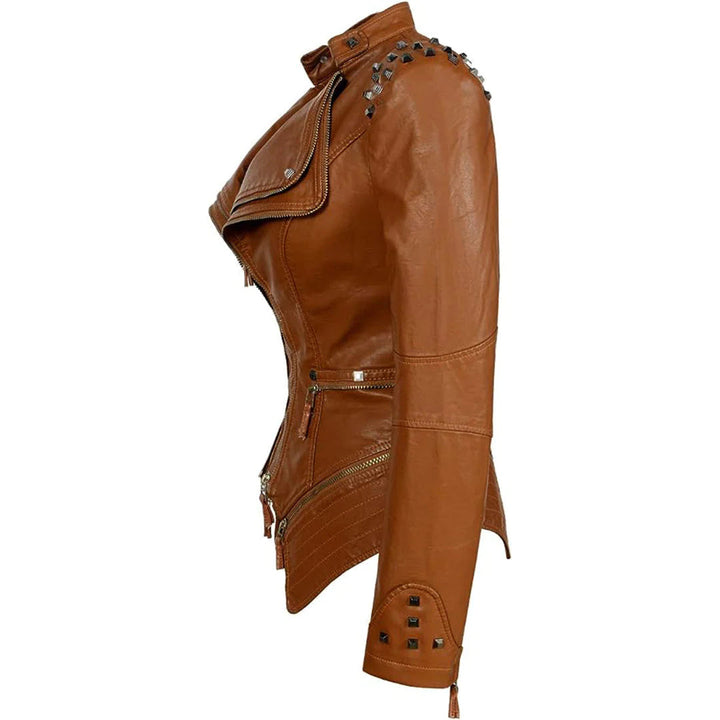 Casual Slim Fit Vegan Leather Biker Jacket for Women | Perfect for Casual Days