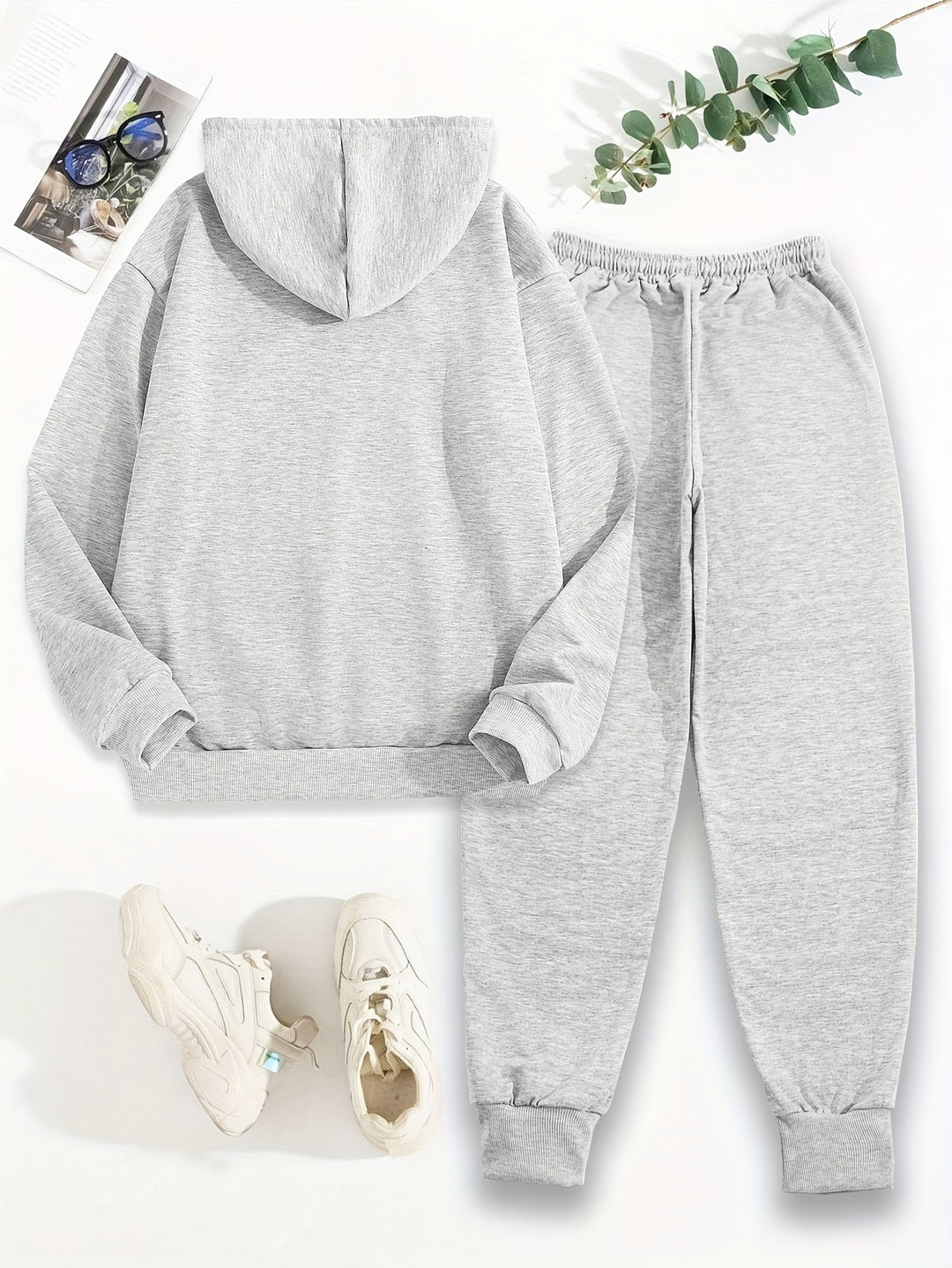 Women's Casual Cotton Hooded Sweater & Joggers Tracksuit Set | Ideal for Autumn/Winter