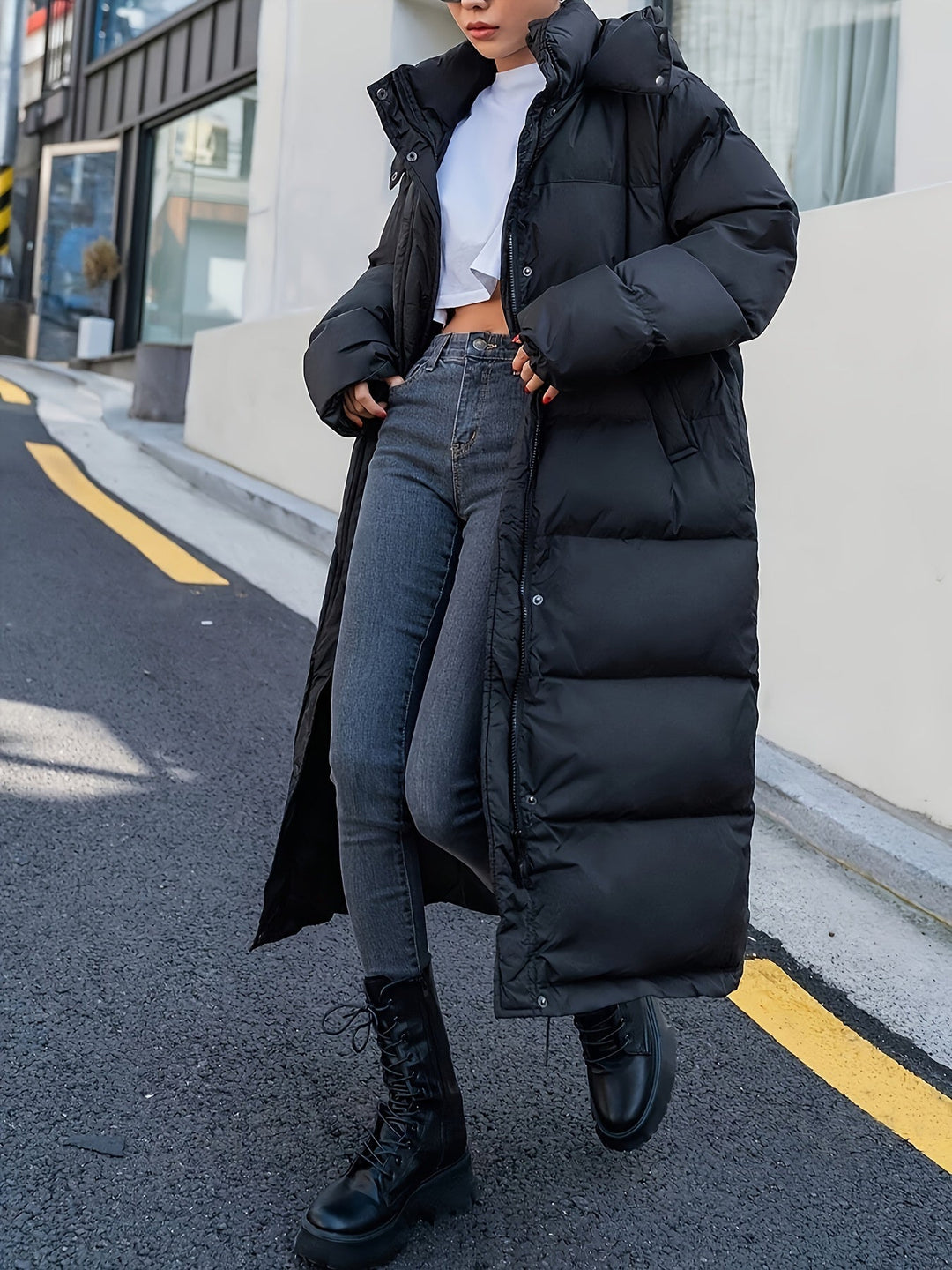 Casual Long Puffer Winter Jacket with Hood for Women | Ideal for Winter